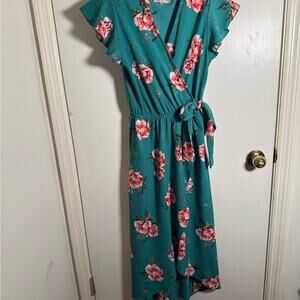 Teal Green High Low Wrap Sundress